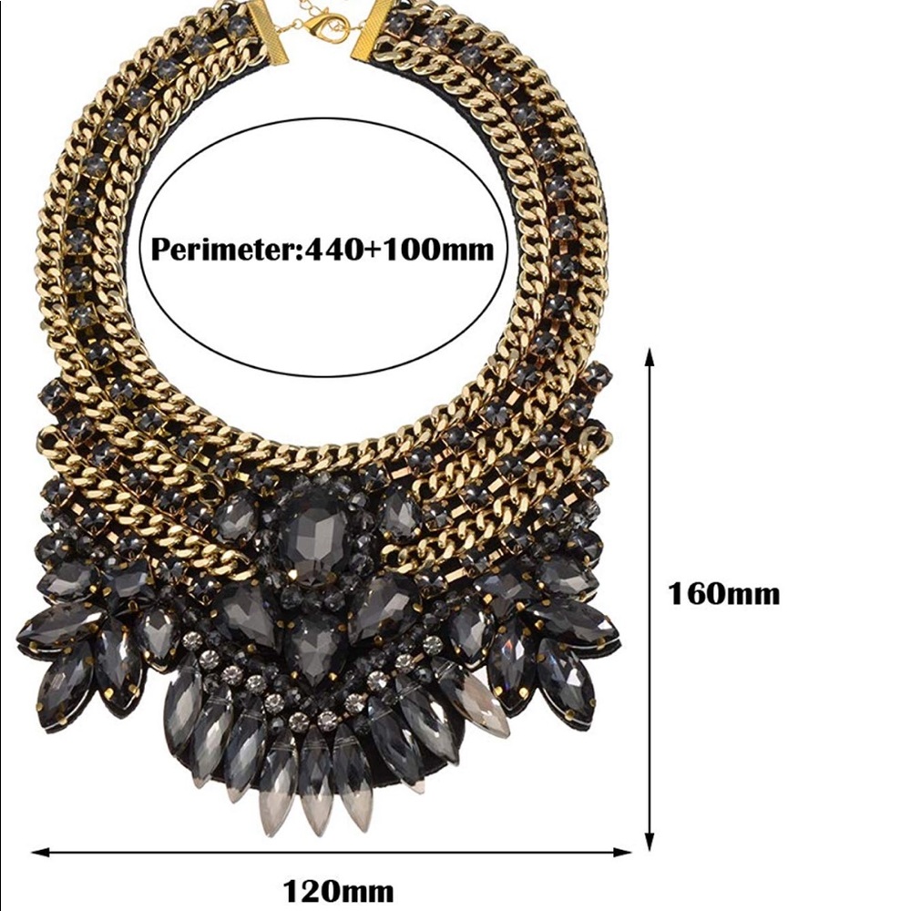 Crystal Rhinestone Collar Statement Necklace - image 4